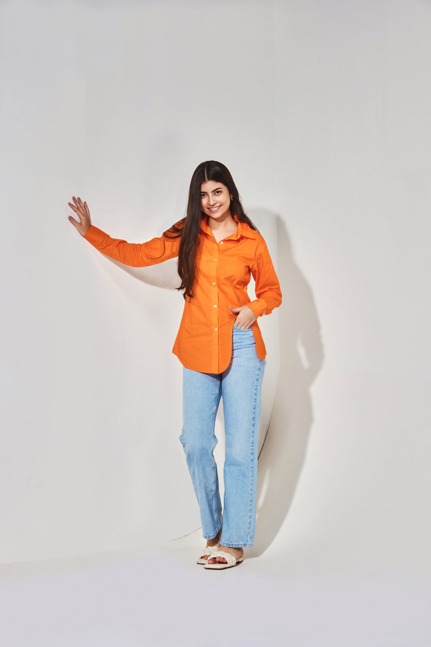 U Cut-out Shirt - Orange