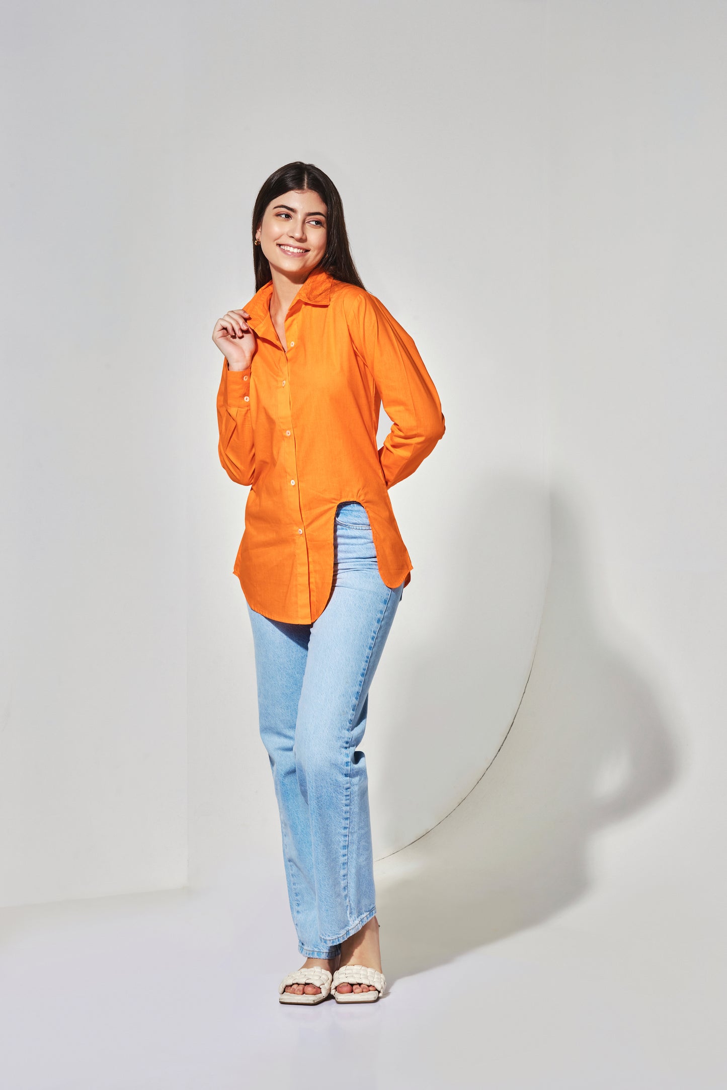 U Cut-out Shirt - Orange