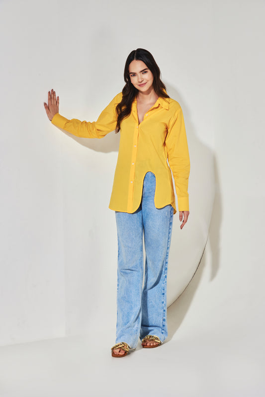 U Cut-out Shirt - Mustard