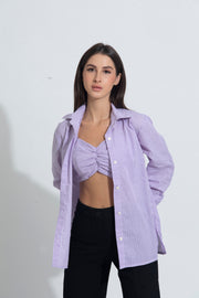 shirt/bralette duo- Lavender Stripes