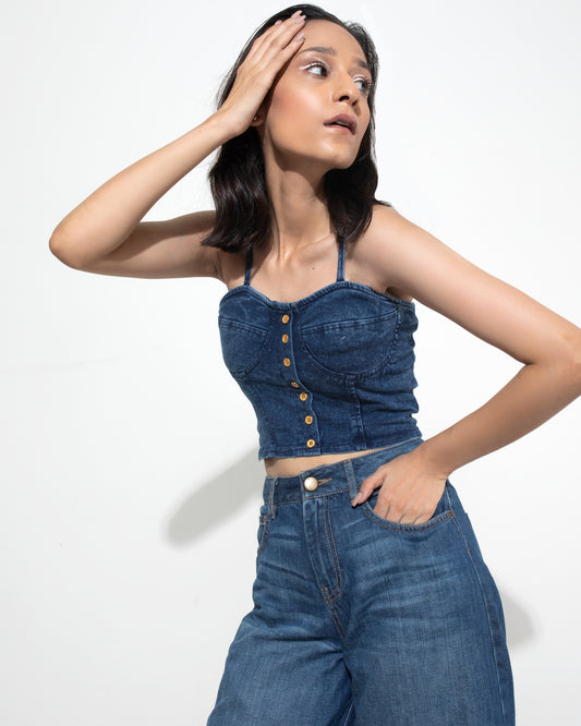 Embrace Your Curves- Denim Placket Corset