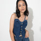 Embrace Your Curves- Denim Knot Tie Corset