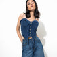Embrace Your Curves- Denim Knot Tie Corset