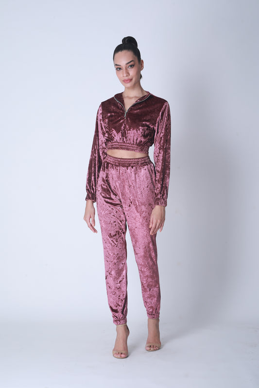 Velvet Jogger Co-ord Pink