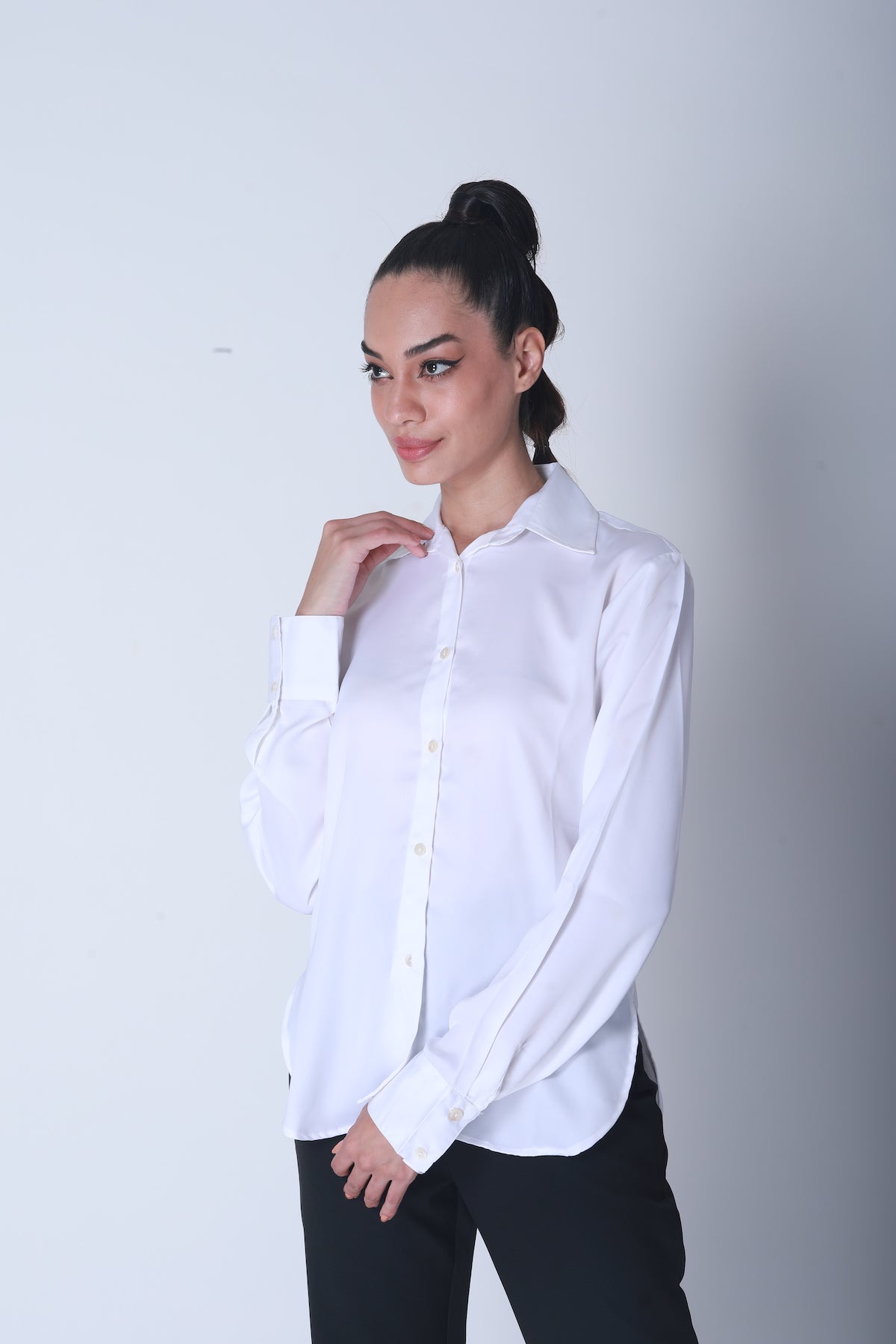 Basic Satin Shirt - Snow White