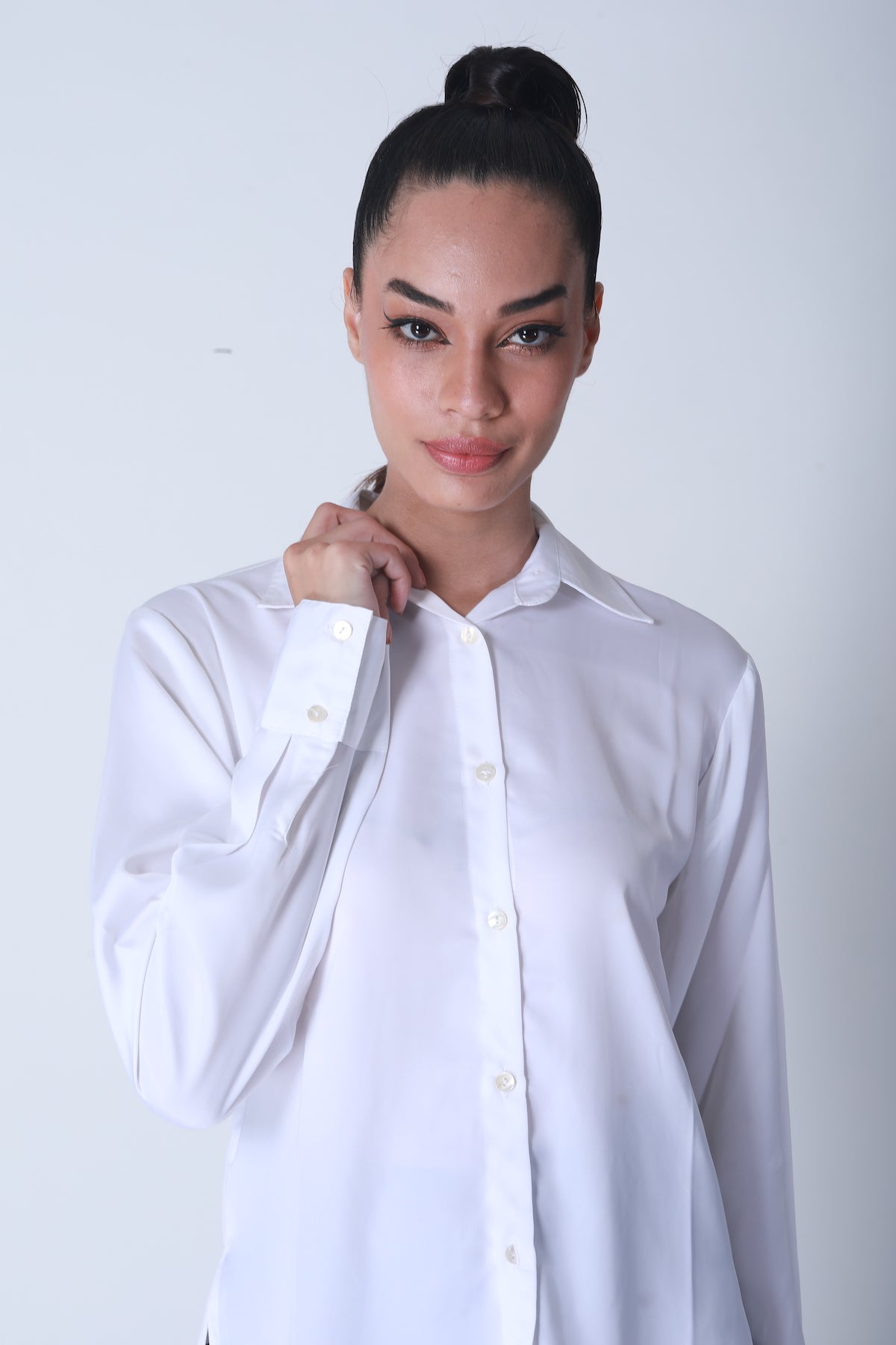 Basic Satin Shirt - Snow White