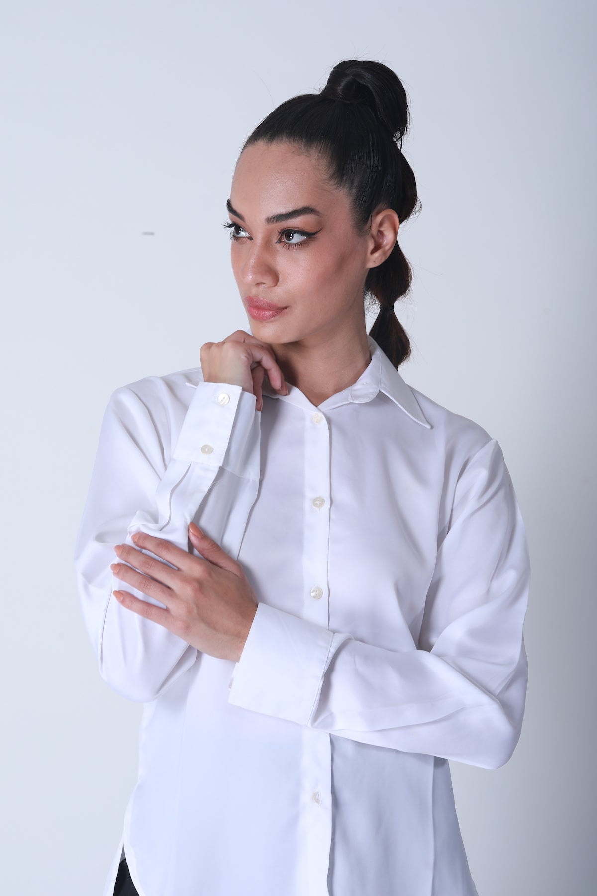 Basic Satin Shirt - Snow White