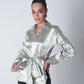 Knot Tie Satin Shirt - Silver