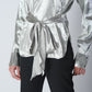 Knot Tie Satin Shirt - Silver