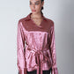 Knot Tie Satin Shirt - Blush Pink