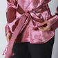 Knot Tie Satin Shirt - Blush Pink