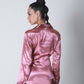 Knot Tie Satin Shirt - Blush Pink