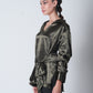 Knot Tie Satin Shirt - Olive Green