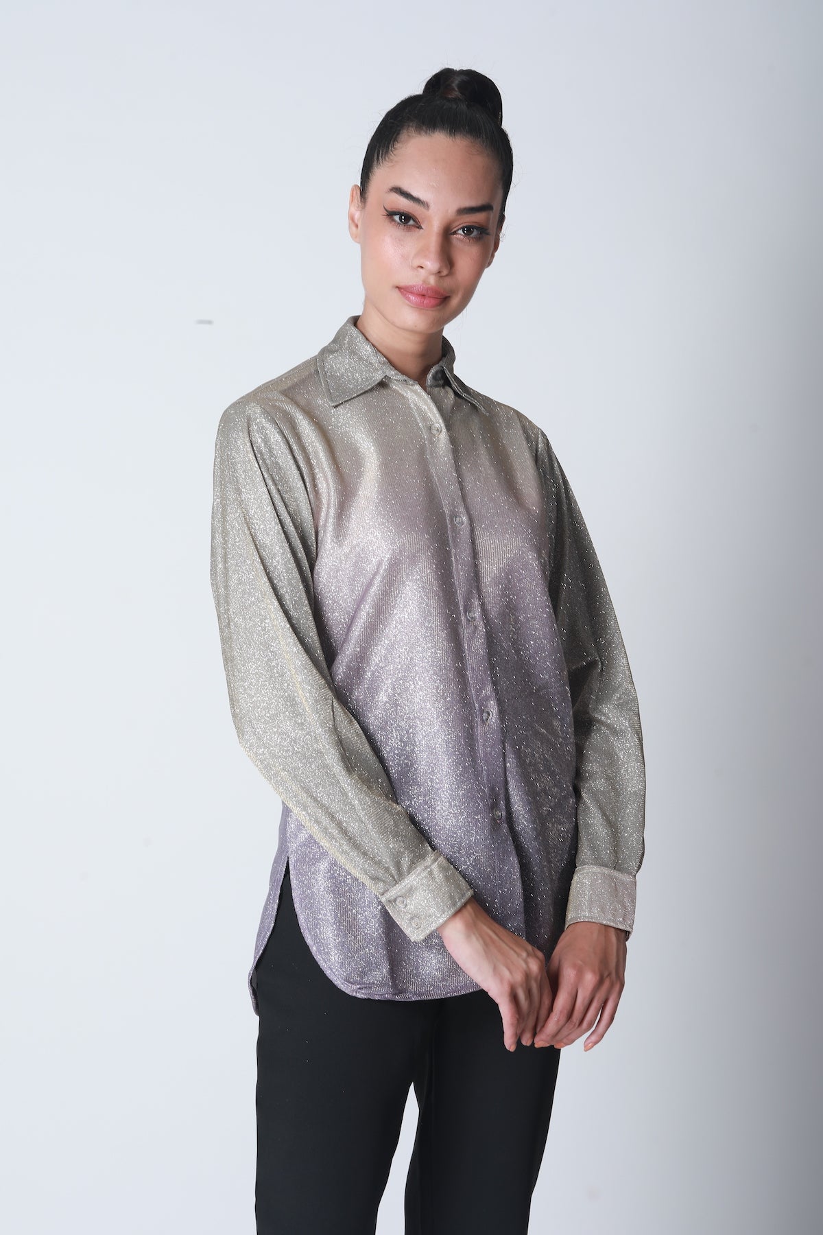 Cotton Shimmer Shirt - Golden Lilac Ombre