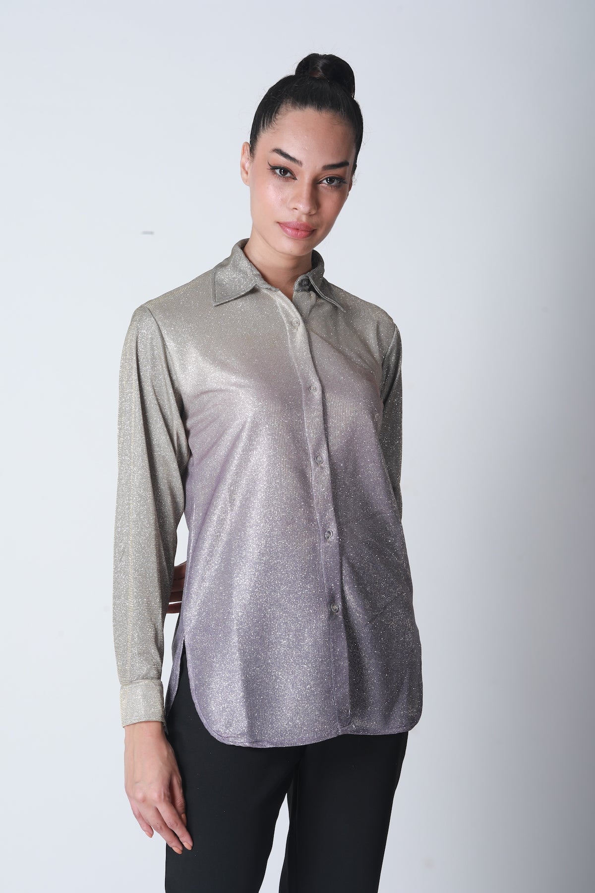 Cotton Shimmer Shirt - Golden Lilac Ombre