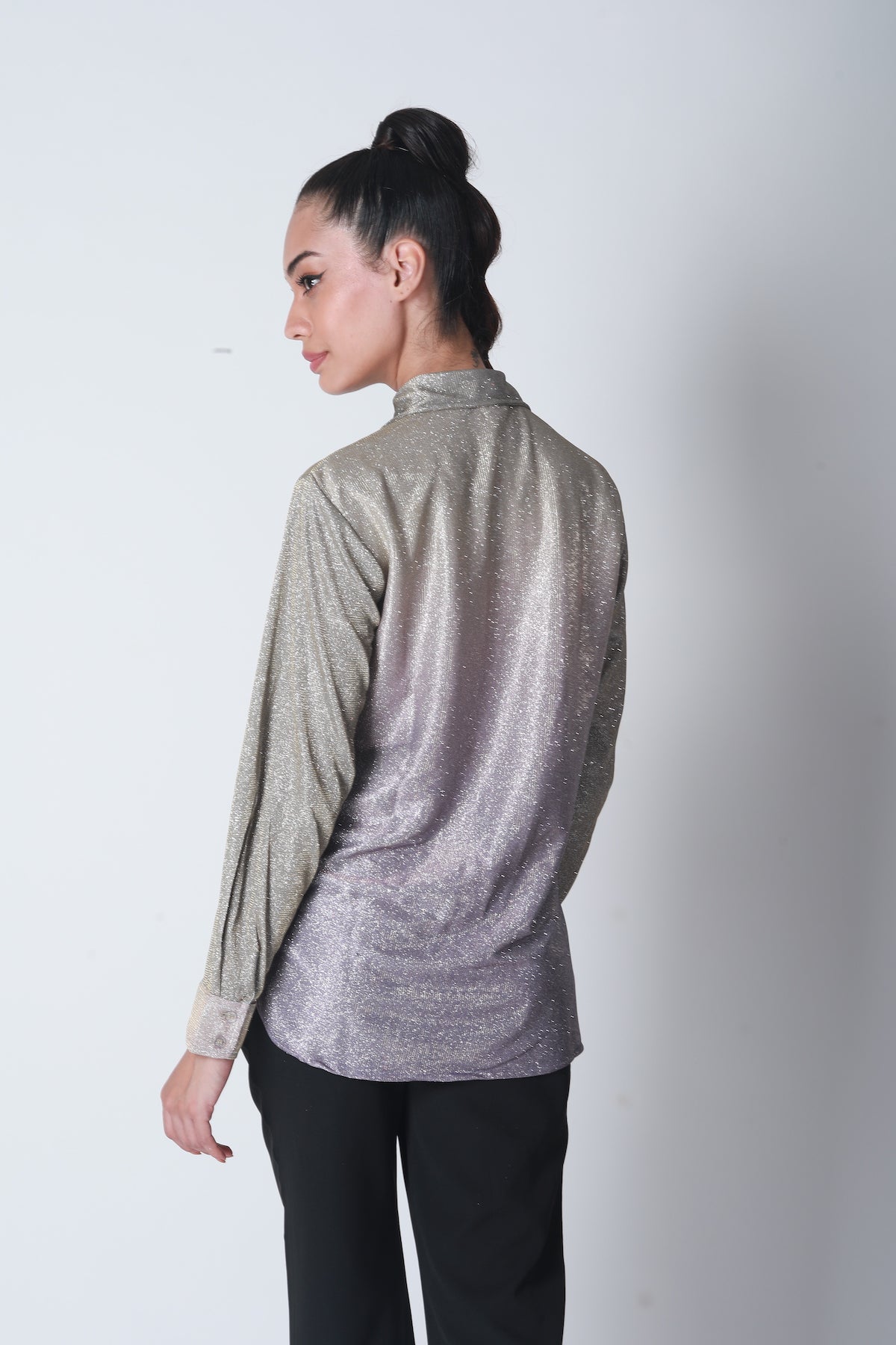 Cotton Shimmer Shirt - Golden Lilac Ombre