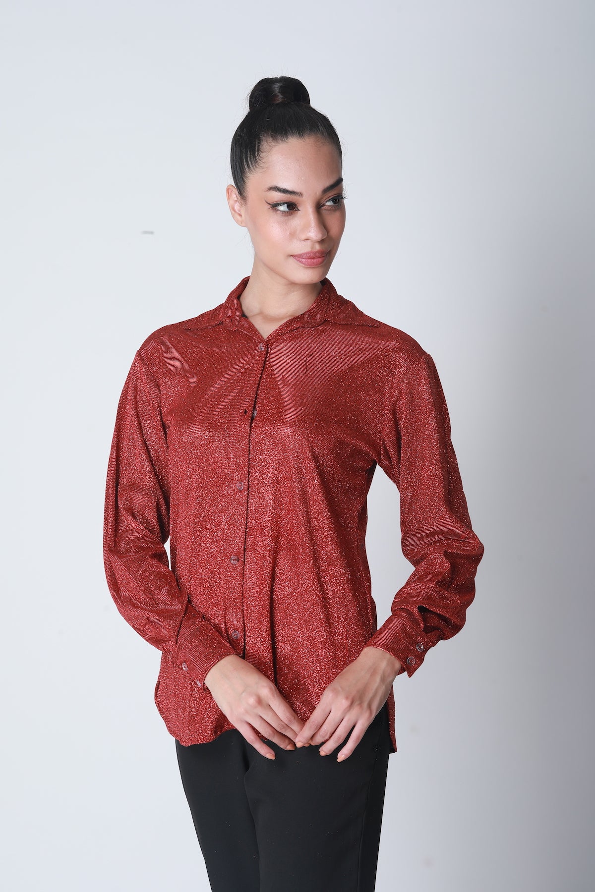 Cotton Shimmer Shirt - Red