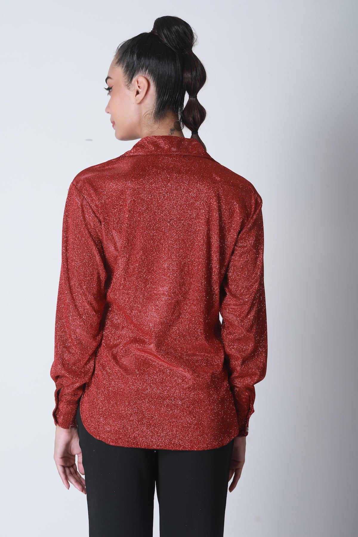 Cotton Shimmer Shirt - Red