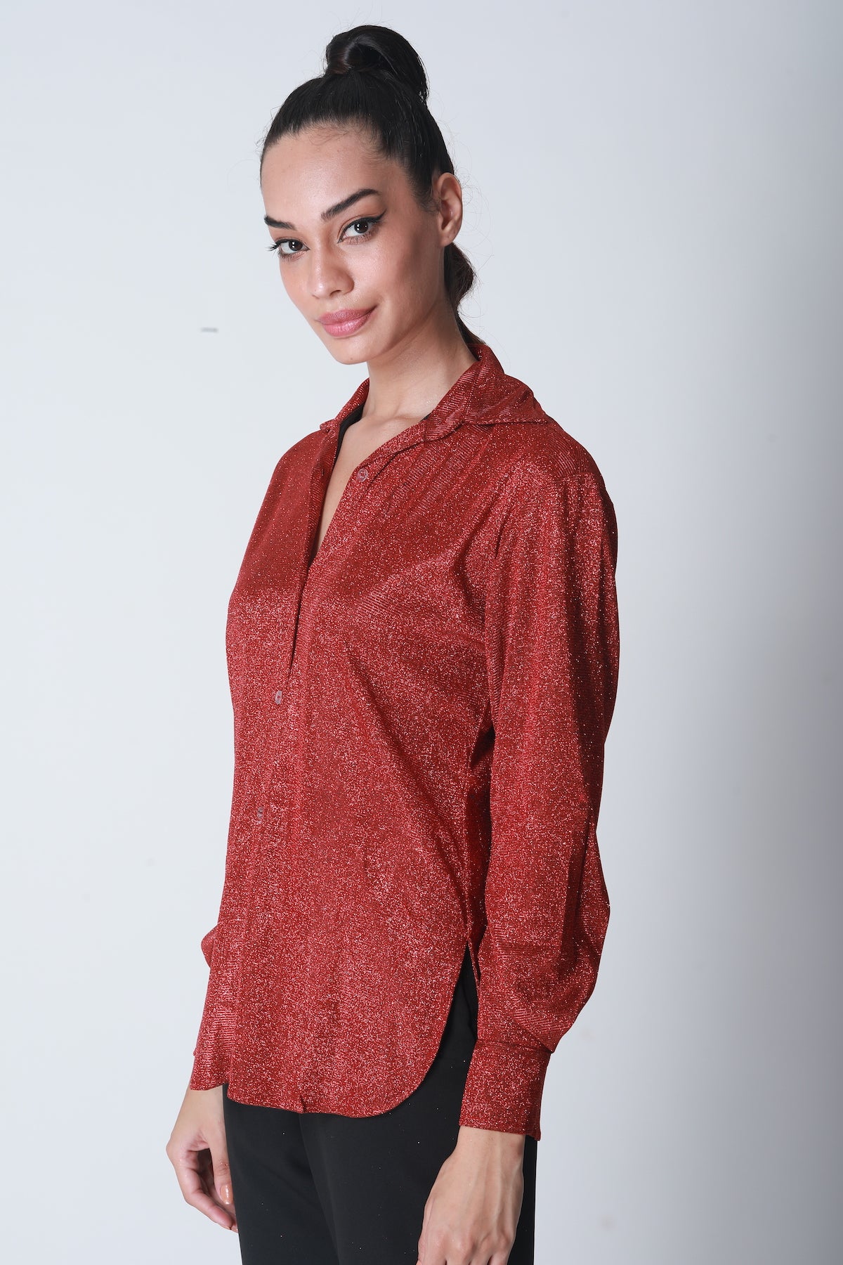 Cotton Shimmer Shirt - Red