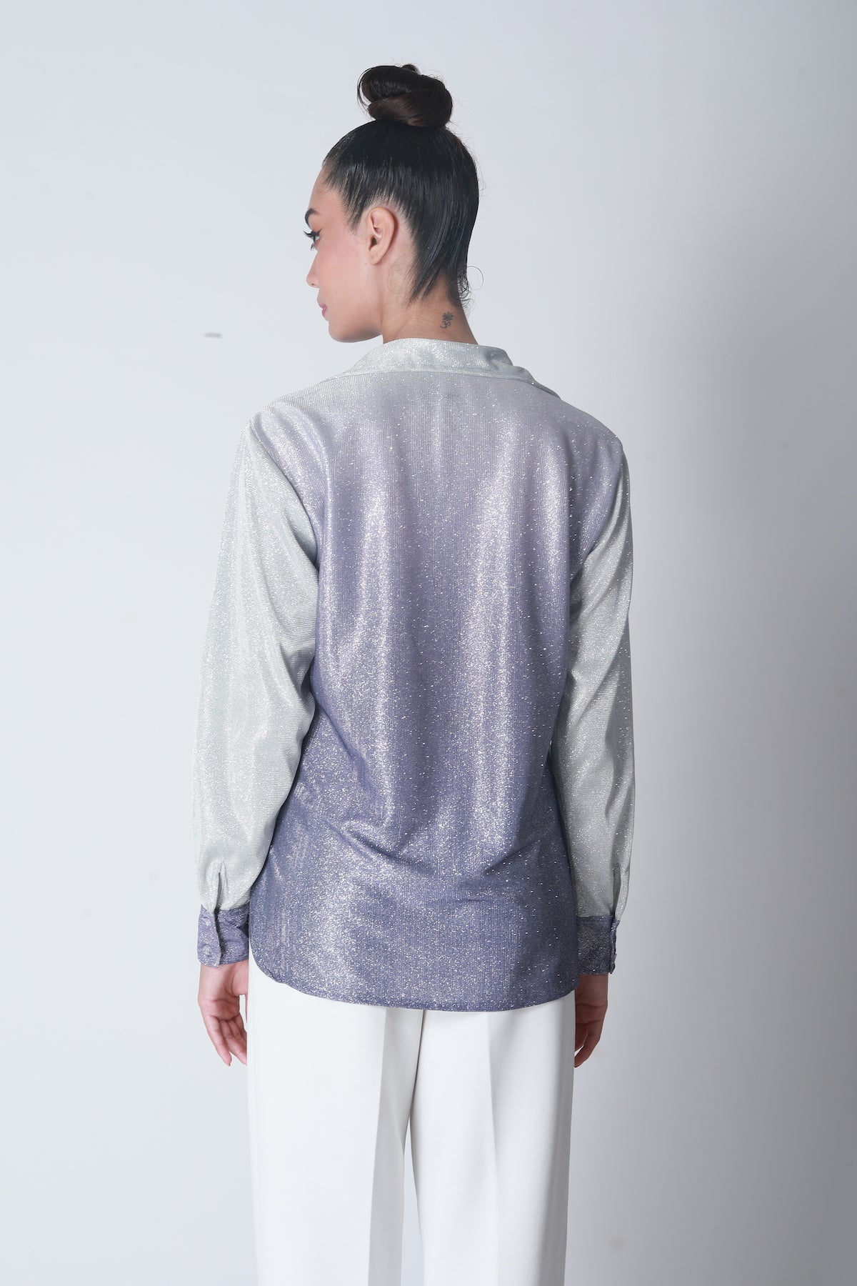 Cotton Shimmer Shirt - Silver Lilac Ombre