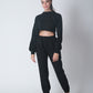 Fleece Crop Jogger set - Black