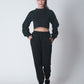 Fleece Crop Jogger set - Black