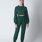 Fleece Crop Jogger set - Dark Green