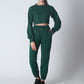Fleece Crop Jogger set - Dark Green