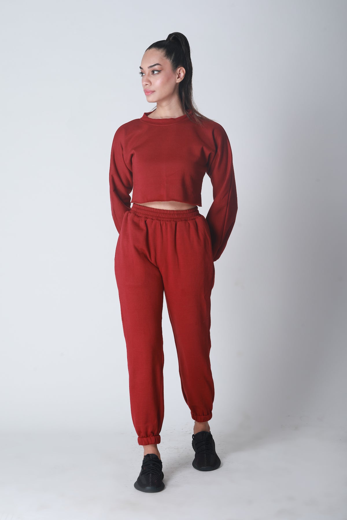 Fleece Crop Jogger set - Berry