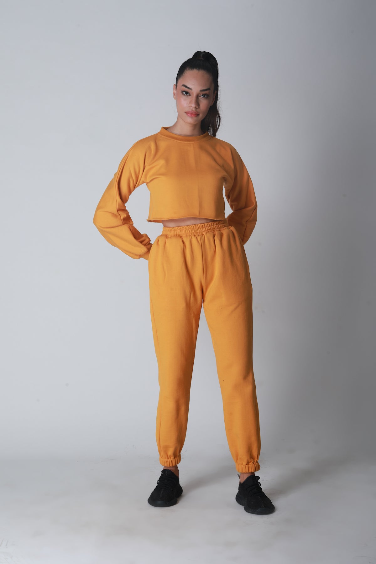 Fleece Crop Jogger set - Mustard