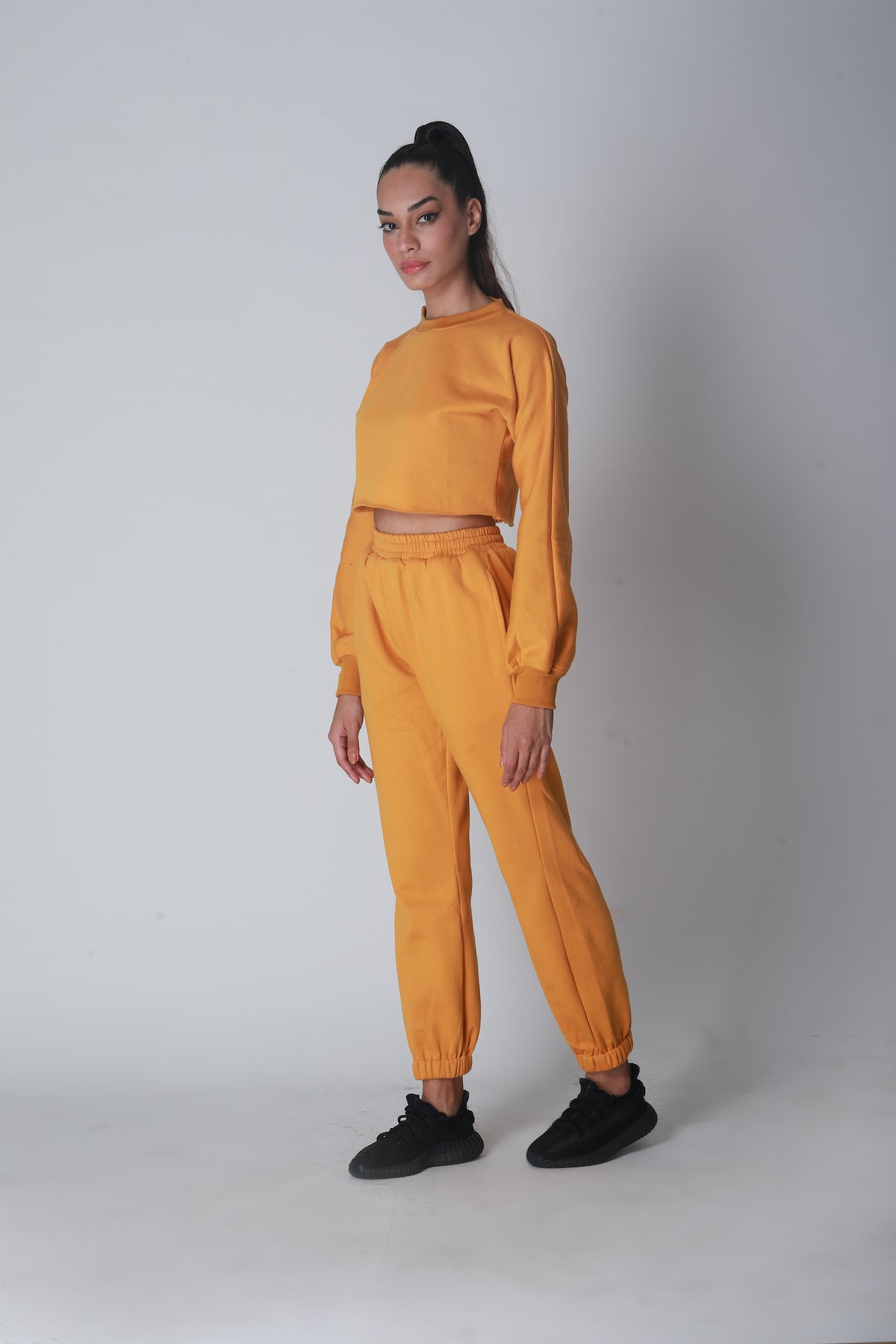 Fleece Crop Jogger set - Mustard