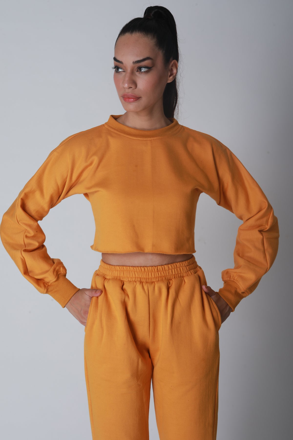 Fleece Crop Jogger set - Mustard