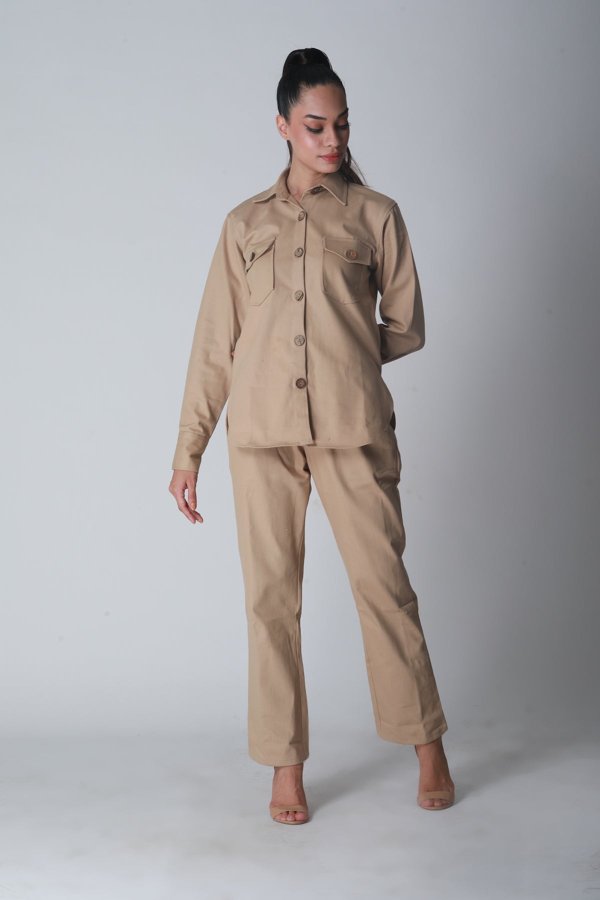 Beige Twill Co-ord Set