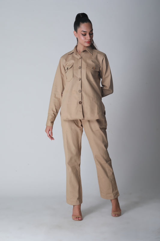 Beige Twill Co-ord Set