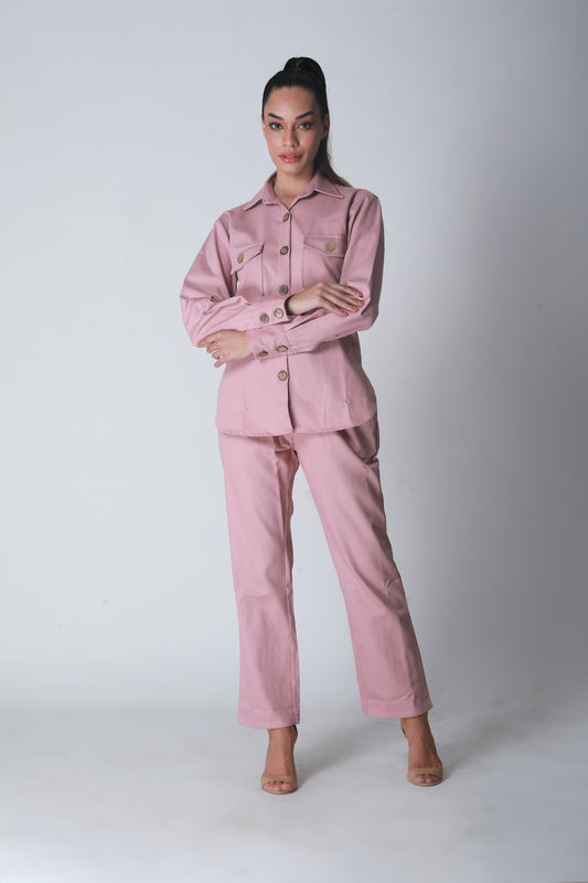 Salmon Pink Twill Co-ord Set