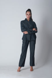 Poplin Pant Co-ord- Denim Wash
