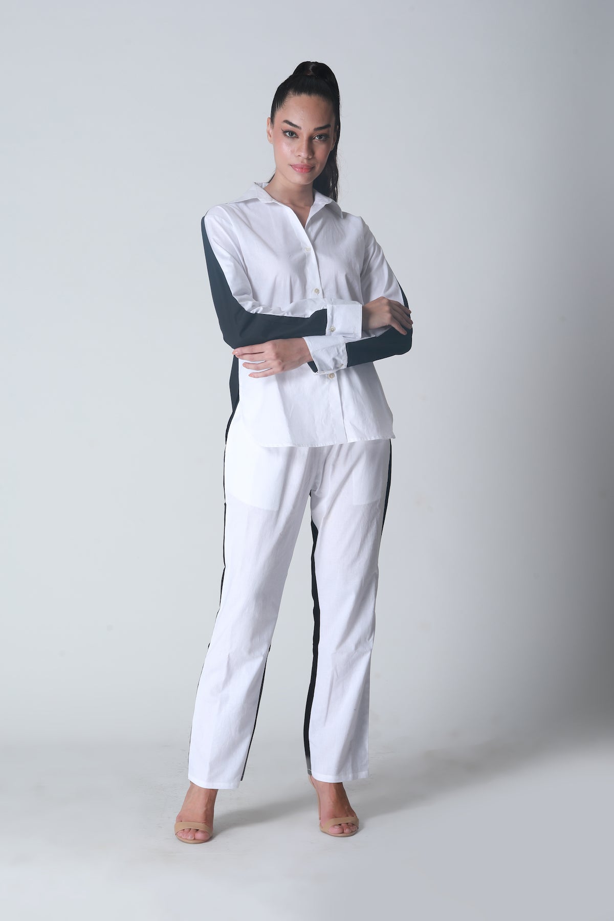 Summer Lovin' Poplin Pant Co-ord- Color Block Black White