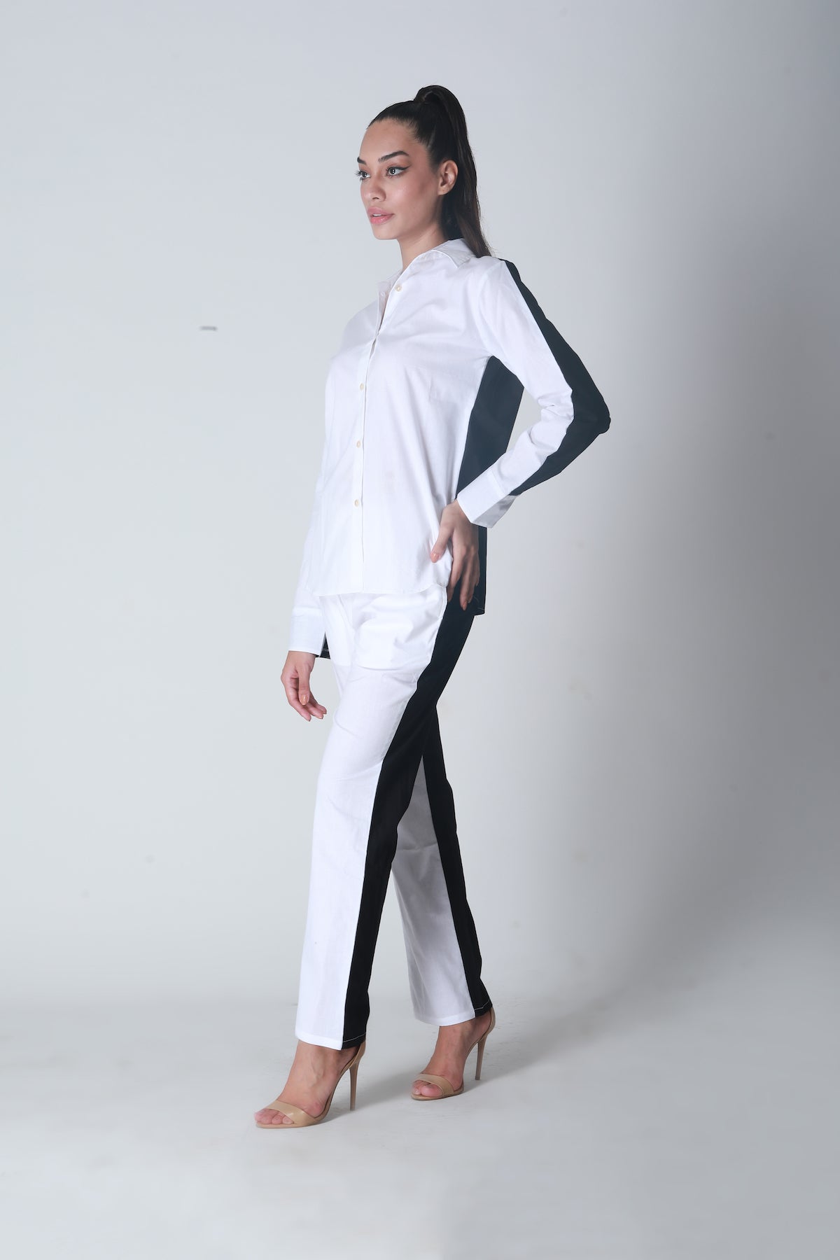 Summer Lovin' Poplin Pant Co-ord- Color Block Black White