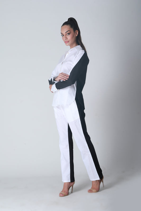 Summer Lovin' Poplin Pant Co-ord- Color Block Black White