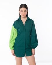 Dark Green Block Shirt Dress