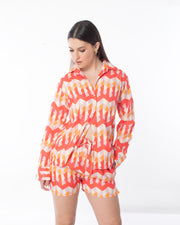 Poplin Shorts Co-ord - Pink Abstract