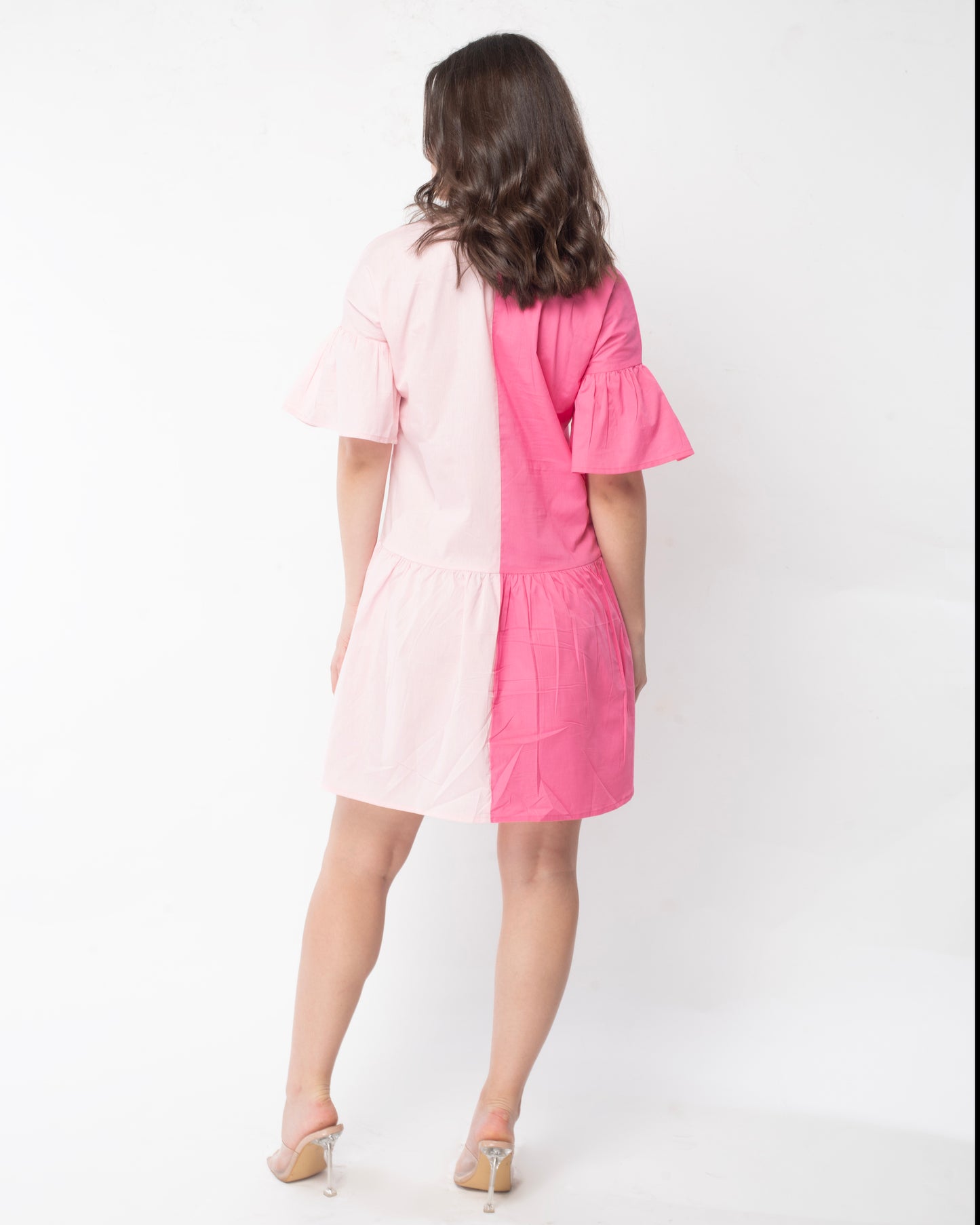 Shades of Pink - Pink Frill Shirt Dress