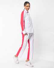Poplin Pant Co-ord - Color Block White and Pink
