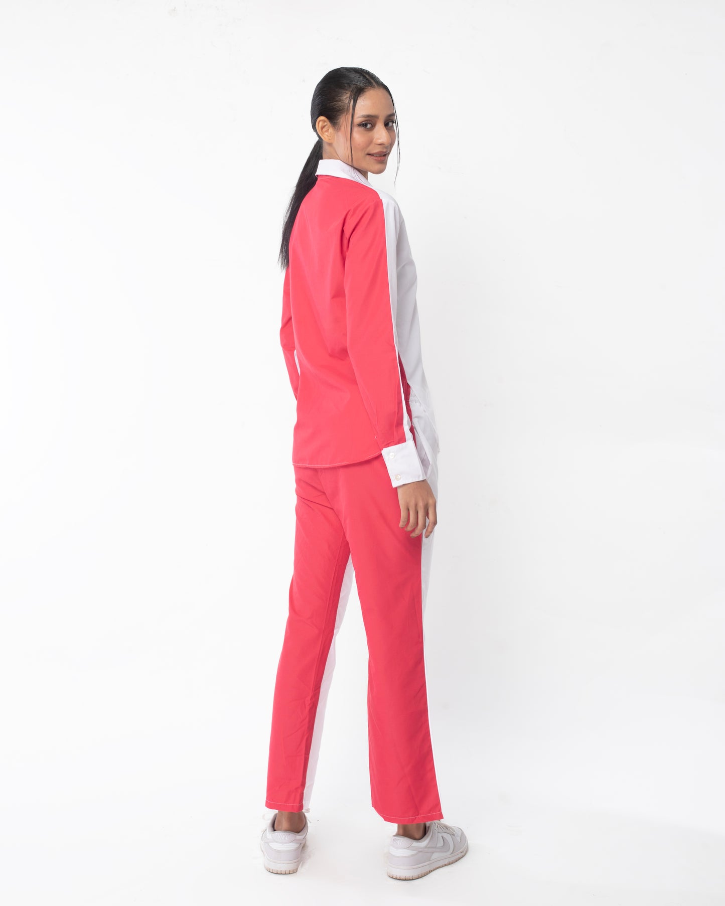 Summer Lovin Poplin Pant Co-ord, Shades of Pink Edition - Color Block White and Pink