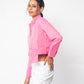 Shades of Pink - Neon Pink Flap Pocket Crop Shirt