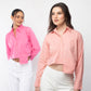 Shades of Pink - Peach Flap Pocket Crop Shirt
