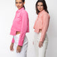 Shades of Pink - Peach Flap Pocket Crop Shirt