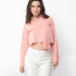 Shades of Pink - Peach Flap Pocket Crop Shirt