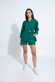 Poplin Short Co-ord- Dark Green