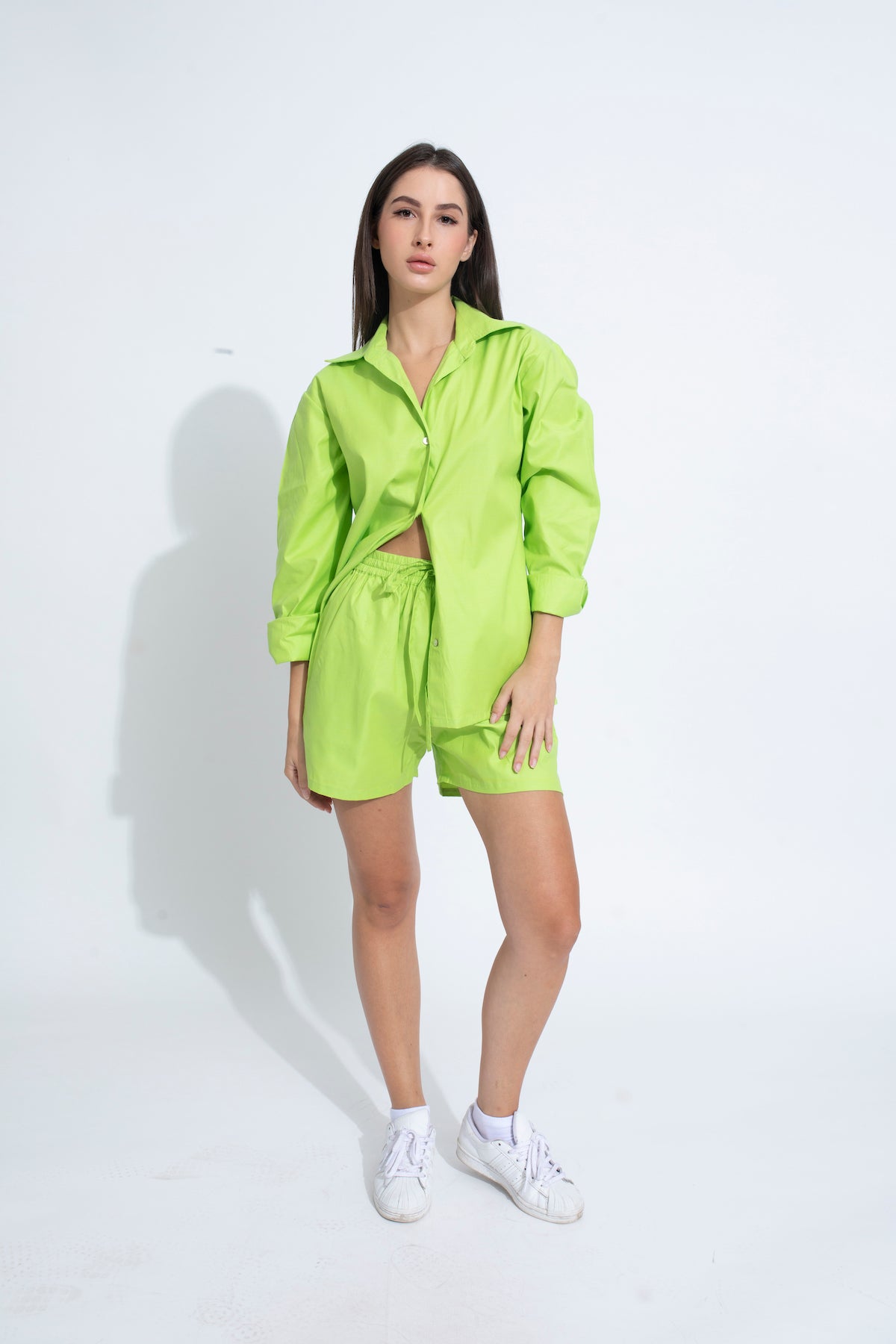 Summer Lovin' Poplin Short Co-ord- Parrot Green